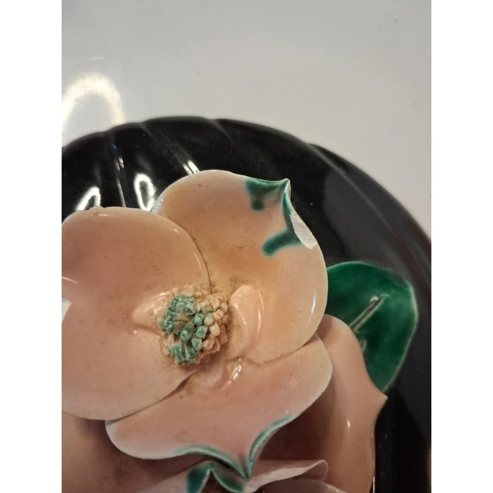 Vintage Mid-Century California Pottery Magnolia Ceramic Trinket Box 4